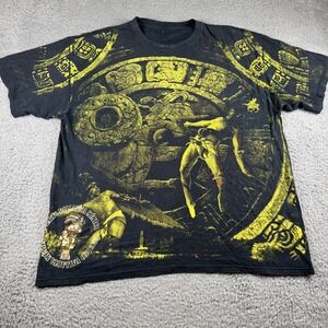 Mexico Chicano Aztec All Over Print Double Sided Shirt Size L/XL Y2K